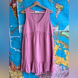 Cynthia Rowley Mauve Pink V-Neck Linen Dress